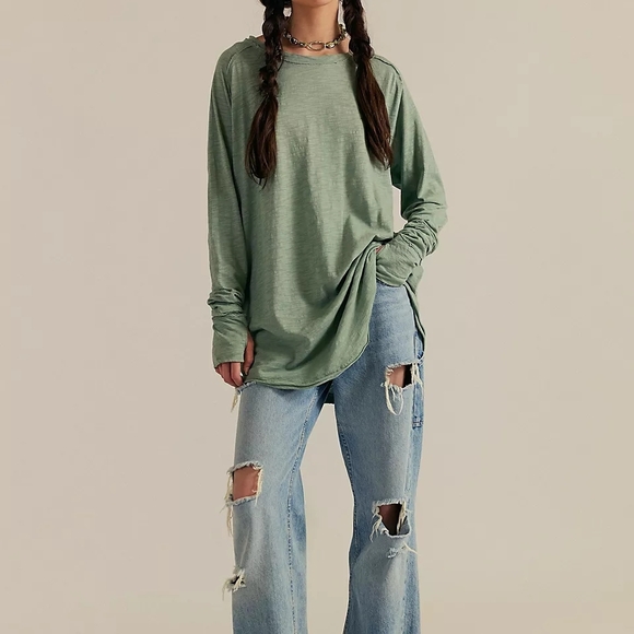 We The Free Tops - We The Free Arden Tee - Sage Long Sleeve Tee